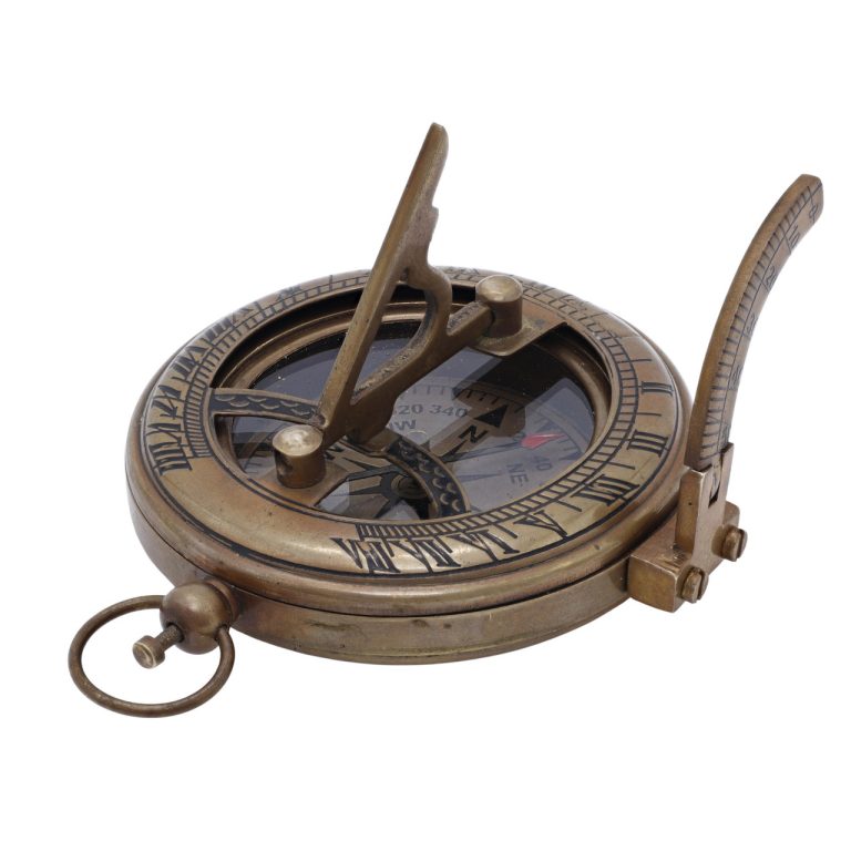 Brass Pocket Compass with Leather Case