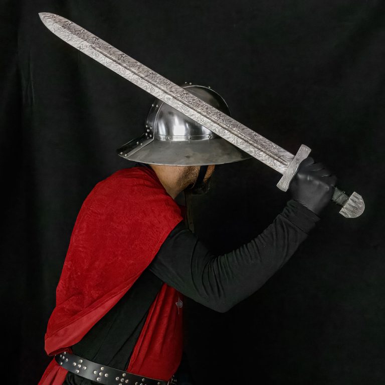 Hand Forged Firestorm Damascus Steel Medieval Sword