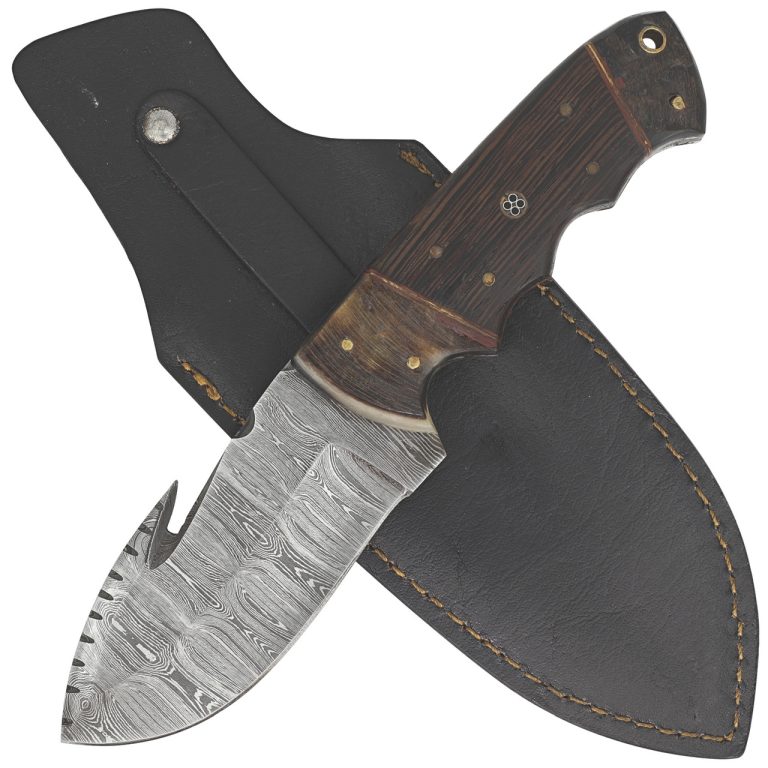 Hook Knife with Ram Horn and Wood Handle