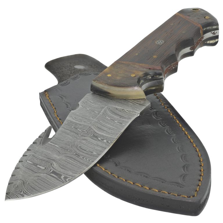 Hook Knife with Ram Horn and Wood Handle