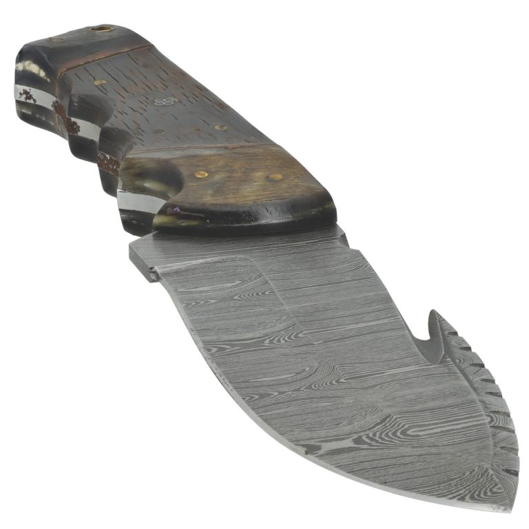 Hook Knife with Ram Horn and Wood Handle