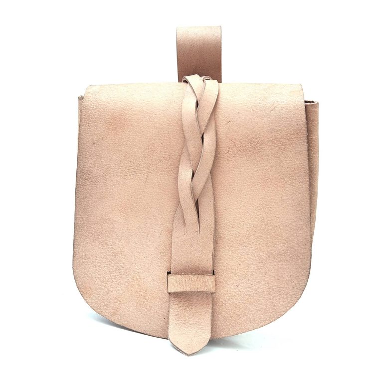 Viking Leather Pouch with Secure Strap Closure