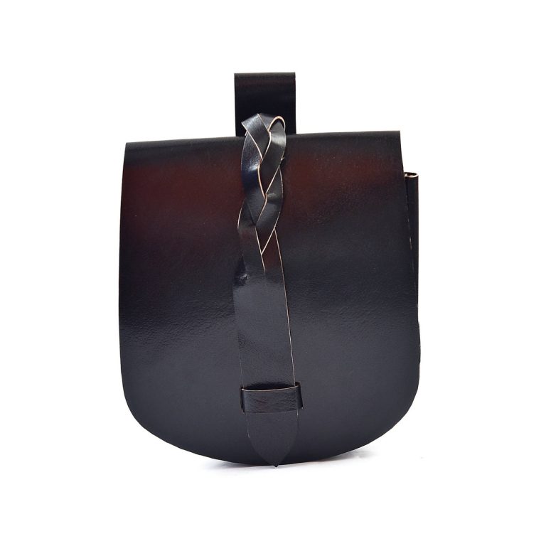 Viking Leather Pouch with Secure Strap Closure