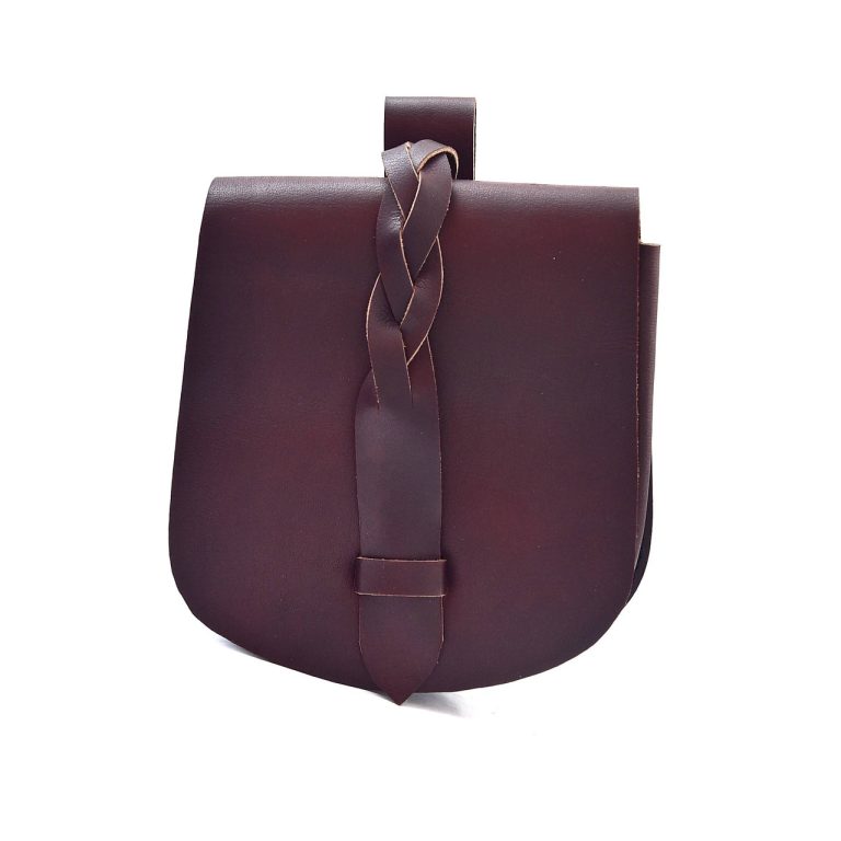 Viking Leather Pouch with Secure Strap Closure