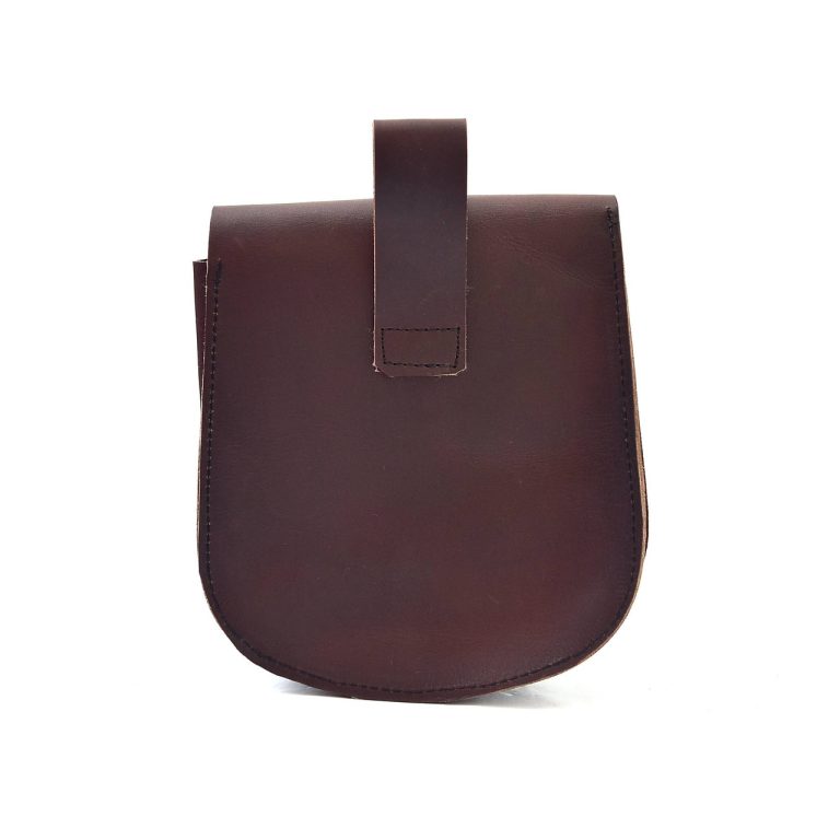Viking Leather Pouch with Secure Strap Closure