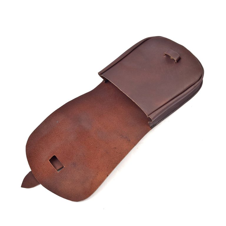 Viking Leather Pouch with Secure Strap Closure