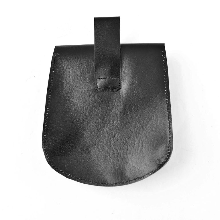 Viking Leather Pouch with Secure Strap Closure