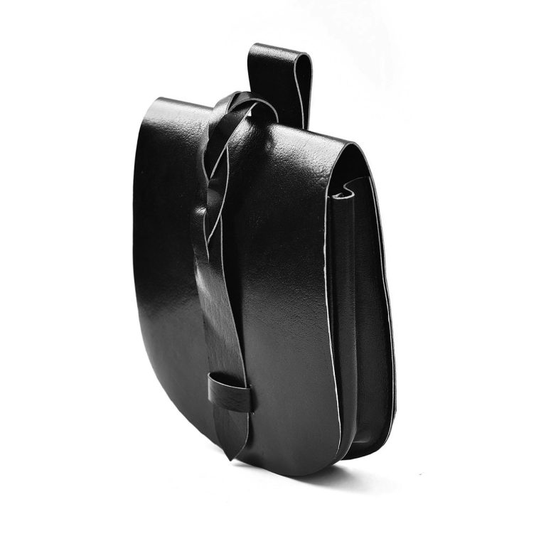 Viking Leather Pouch with Secure Strap Closure