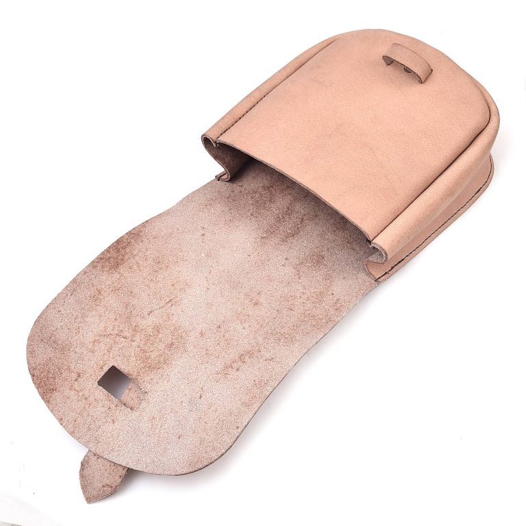 Viking Leather Pouch with Secure Strap Closure