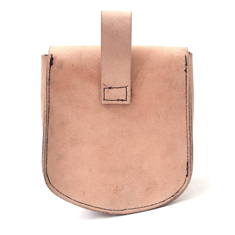 Viking Leather Pouch with Secure Strap Closure