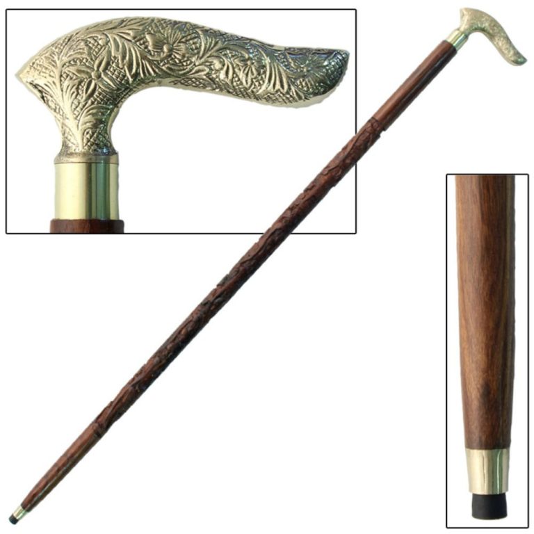 Brass Half-Crook Sheesham Walking Cane