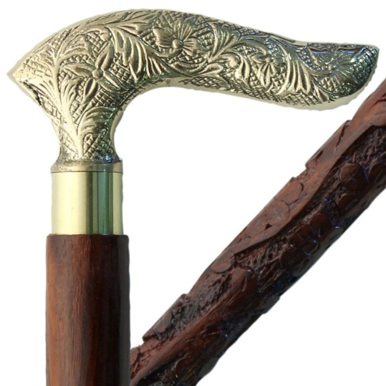 Brass Half-Crook Sheesham Walking Cane