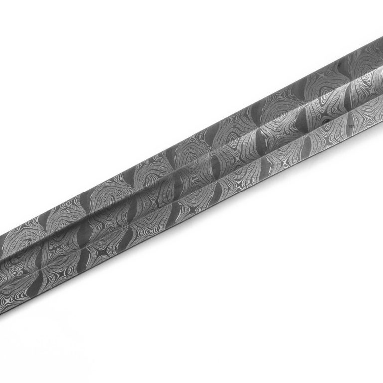 Damascus Sword with Brass Pommel and Leather Sheath
