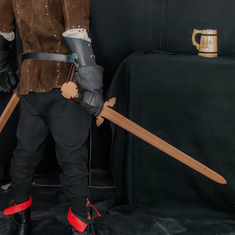 Celtic Wood Sword with Leather Handle and Scabbard