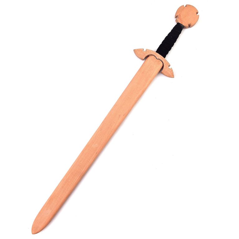 Celtic Wood Sword with Leather Handle and Scabbard