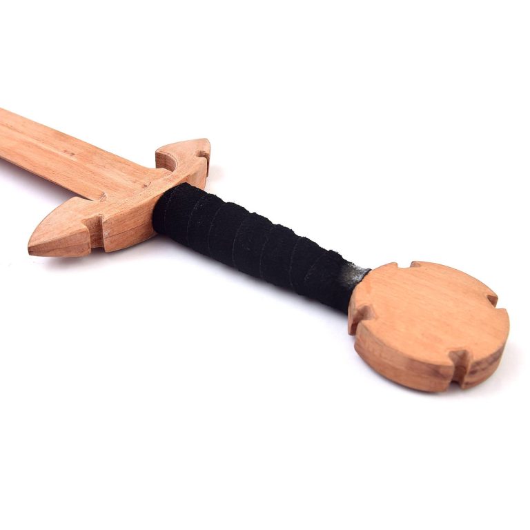 Celtic Wood Sword with Leather Handle and Scabbard