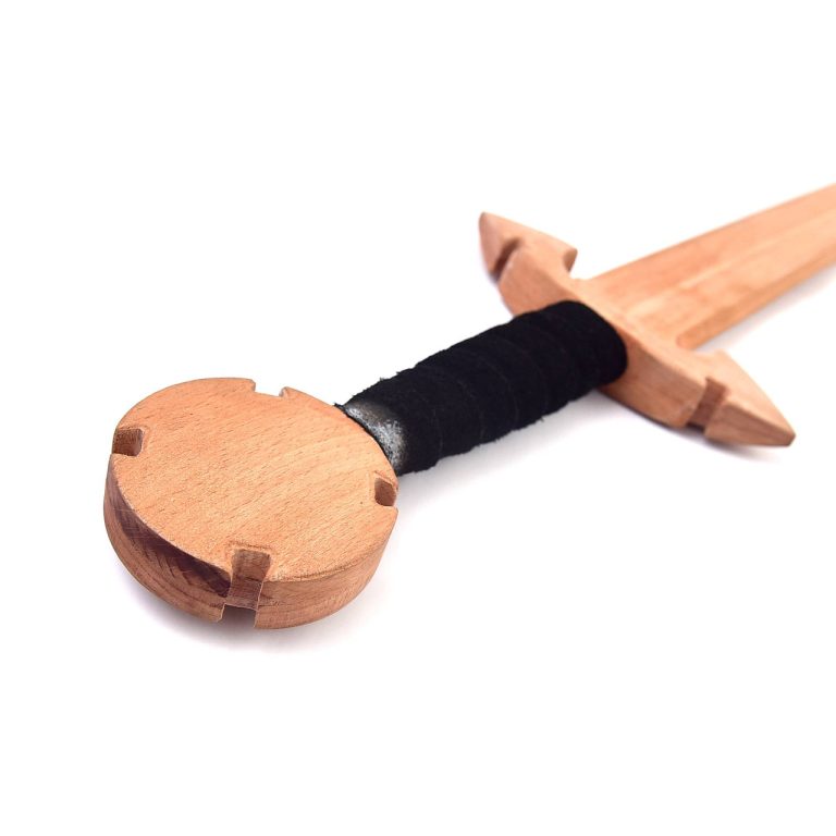 Celtic Wood Sword with Leather Handle and Scabbard