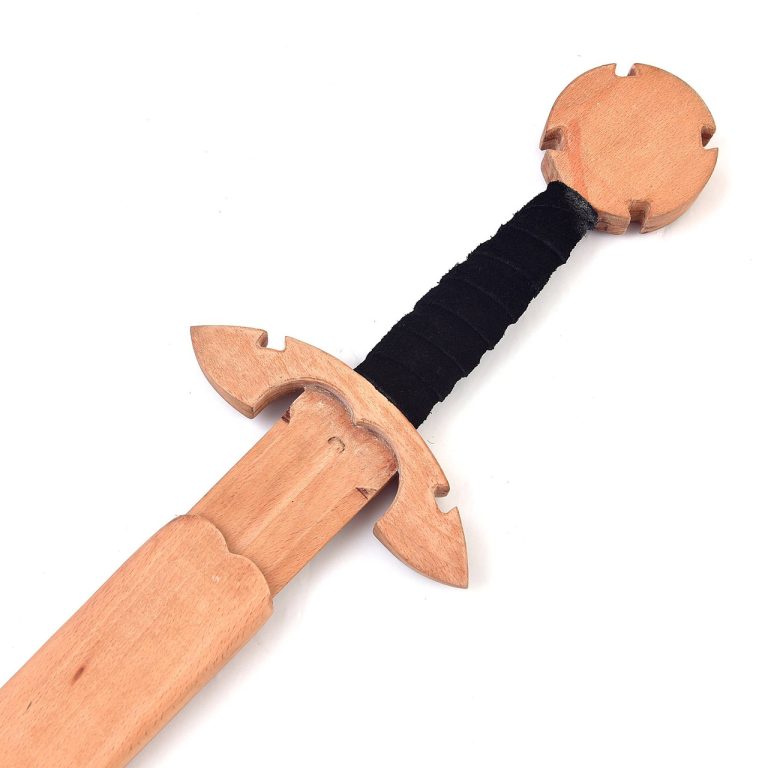 Celtic Wood Sword with Leather Handle and Scabbard