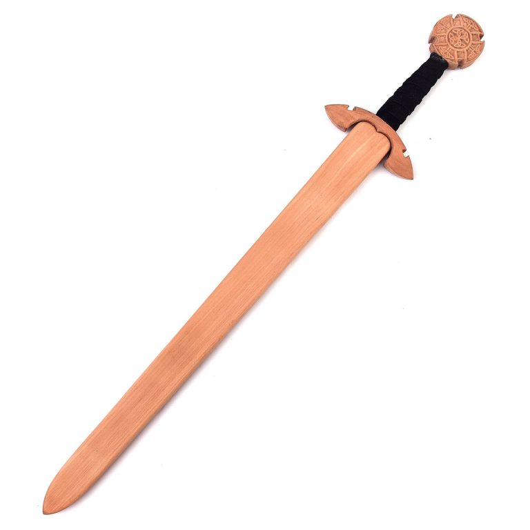 Celtic Wooden Sword with Leather Handle and Scabbard
