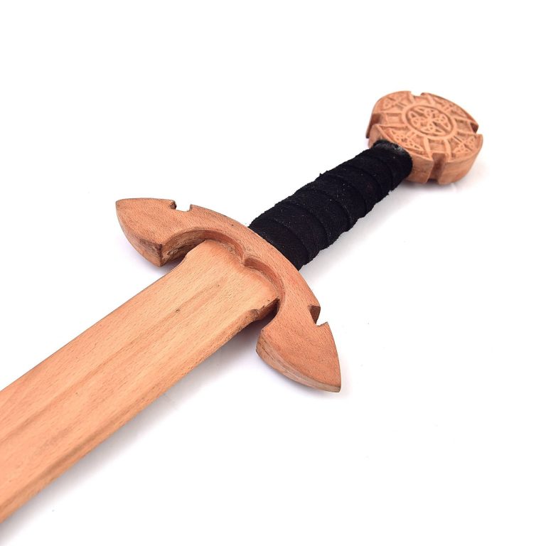 Celtic Wooden Sword with Leather Handle and Scabbard