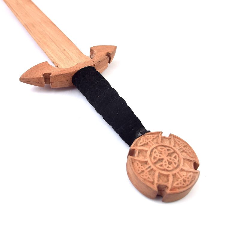 Celtic Wooden Sword with Leather Handle and Scabbard