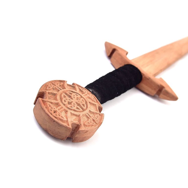 Celtic Wooden Sword with Leather Handle and Scabbard