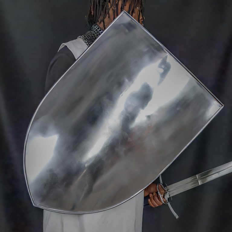 Medieval Polished Steel Heater Shield