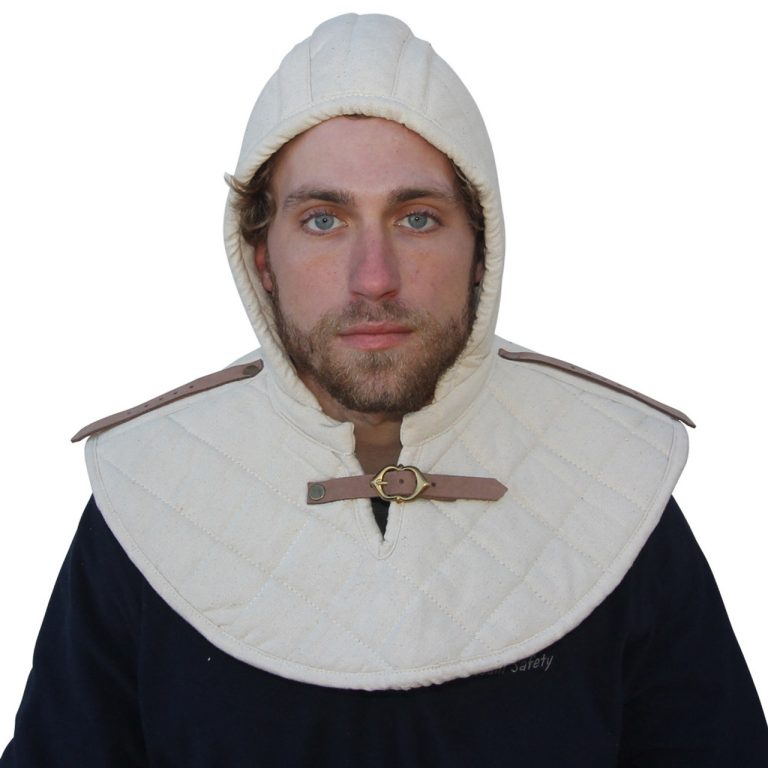 Cotton Padded Collar Armor and Cap - Ecru/Black