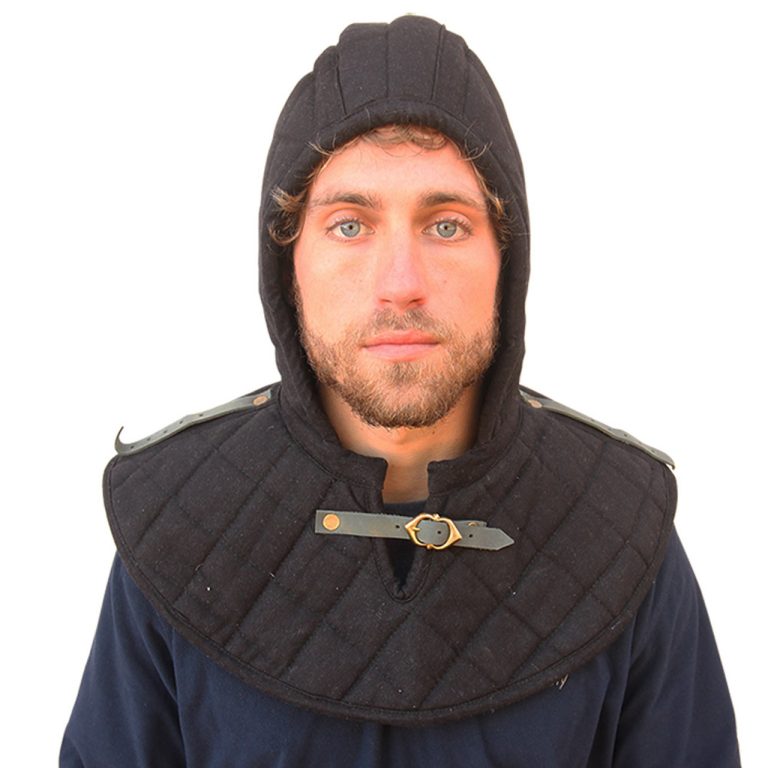 Cotton Padded Collar Armor and Cap - Ecru/Black