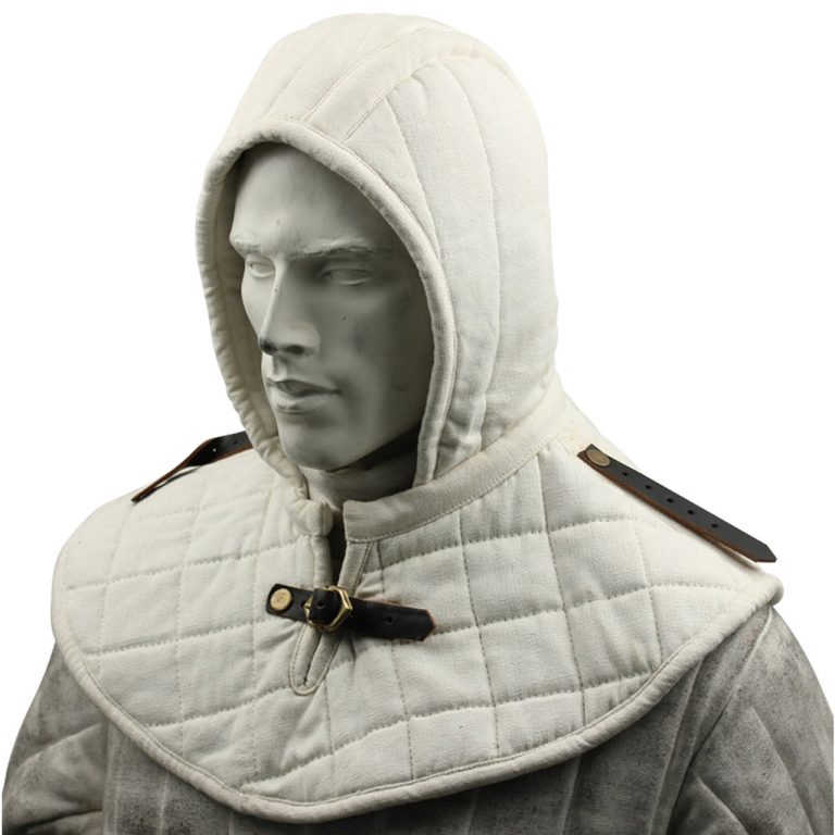 Cotton Padded Collar Armor and Cap - Ecru/Black