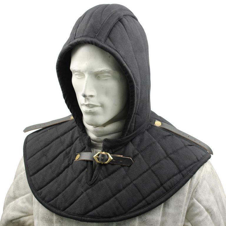 Cotton Padded Collar Armor and Cap - Ecru/Black