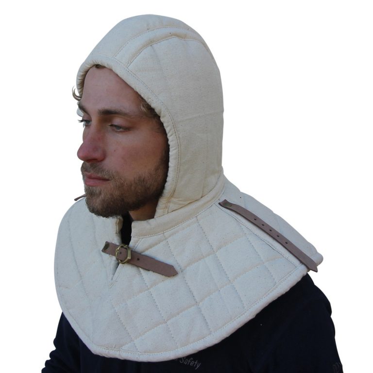 Cotton Padded Collar Armor and Cap - Ecru/Black