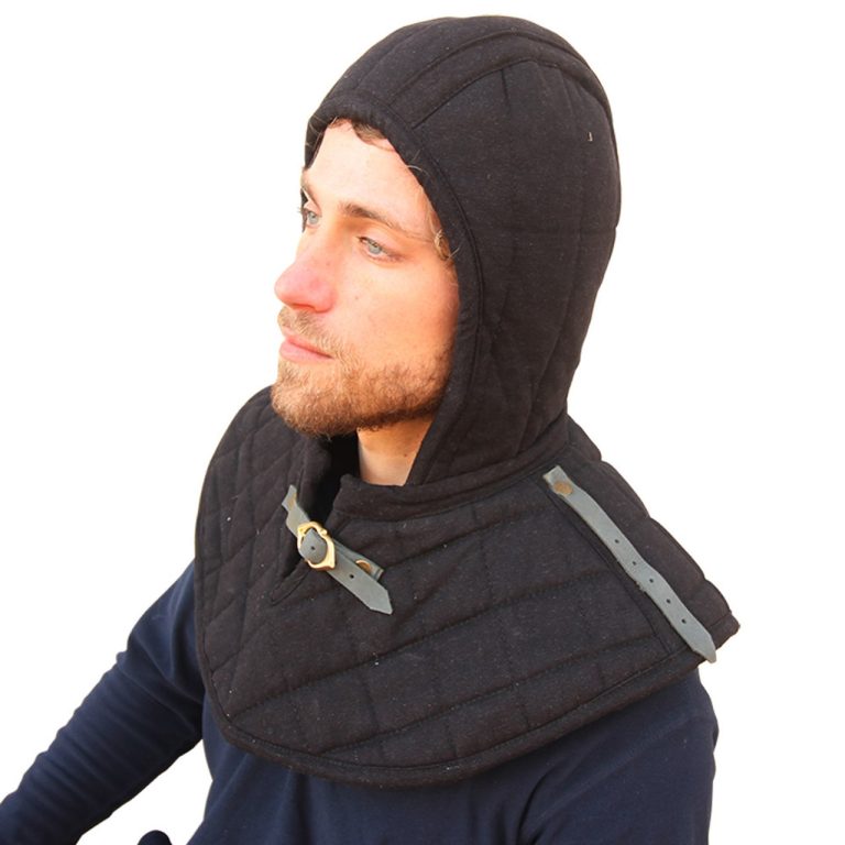 Cotton Padded Collar Armor and Cap - Ecru/Black