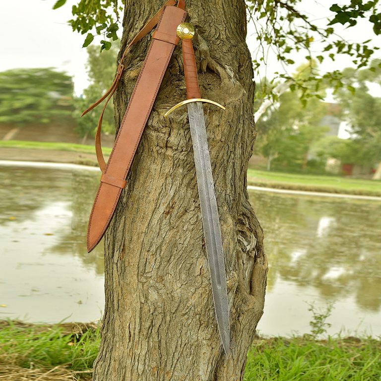 Functional Viking Sword with Damascus Blade