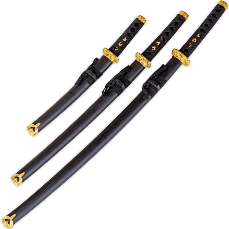 Dragon Themed Japanese Sword Set with Stand