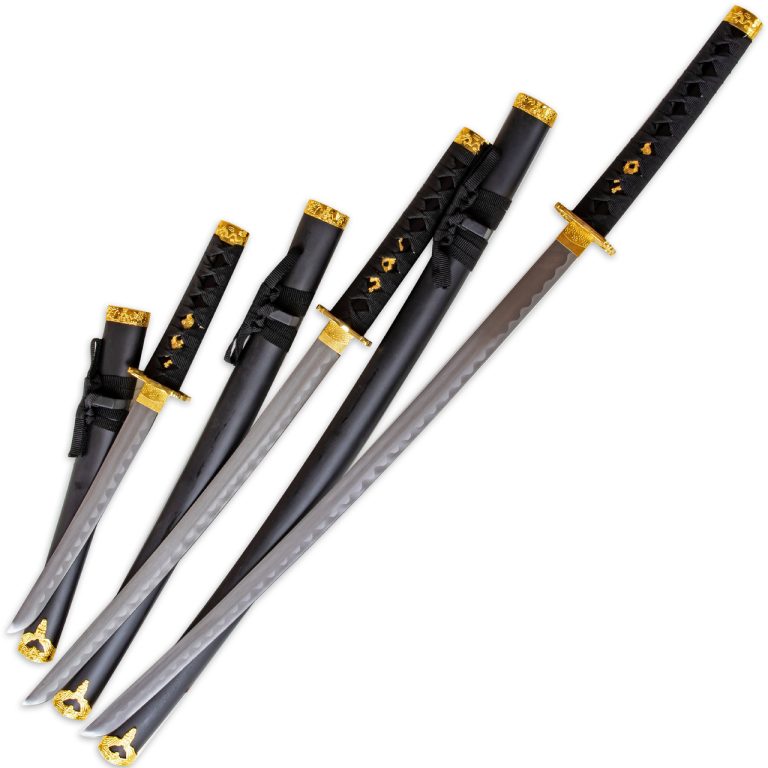 Dragon Themed Japanese Sword Set with Stand