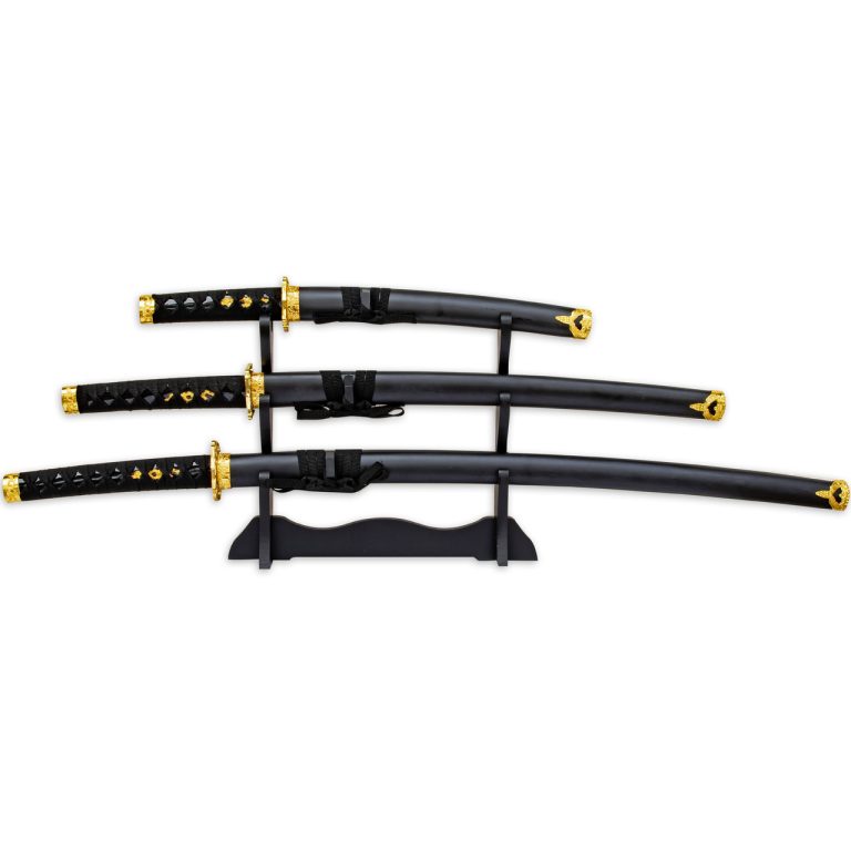 Dragon Themed Japanese Sword Set with Stand