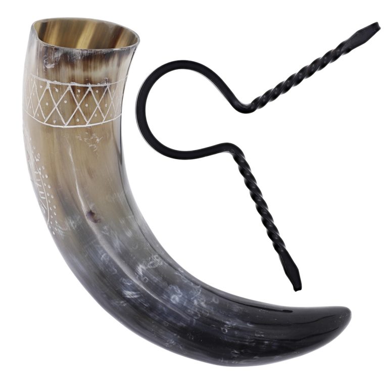 Viking Drinking Horn with Vegvisir Rack