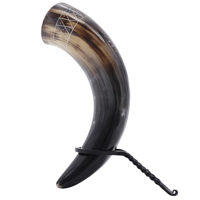 Viking Drinking Horn with Vegvisir Rack