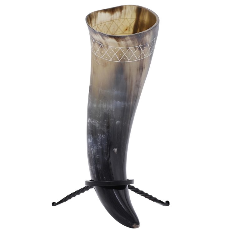 Viking Drinking Horn with Vegvisir Rack