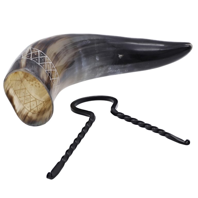 Viking Drinking Horn with Vegvisir Rack