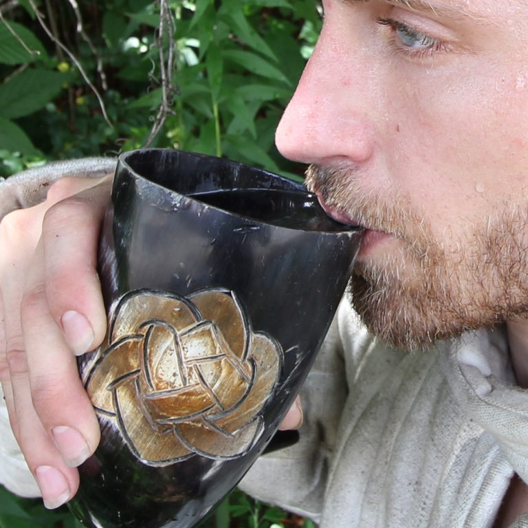 Ceremonial Drinking Horn with Stand