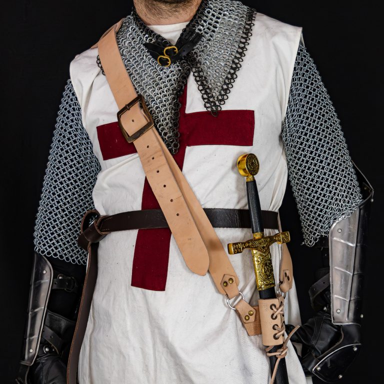 Adjustable Leather Sword Baldric with Brass Hardware