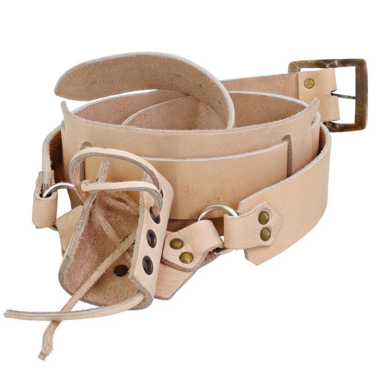 Adjustable Leather Sword Baldric with Brass Hardware