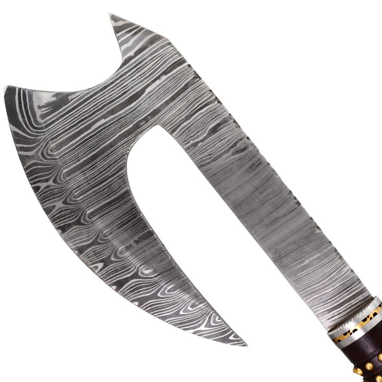 Damascus Steel Bearded Throwing Axe with Sheath