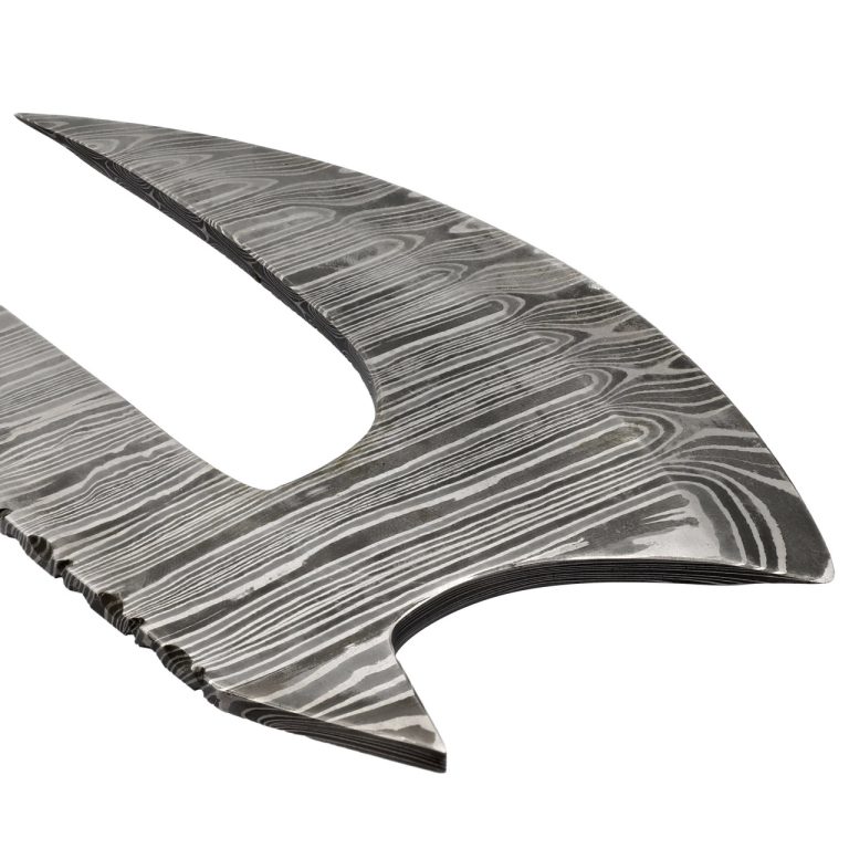 Damascus Steel Bearded Throwing Axe with Sheath