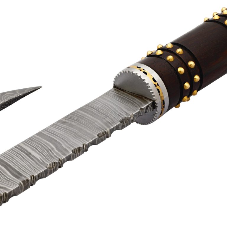 Damascus Steel Bearded Throwing Axe with Sheath