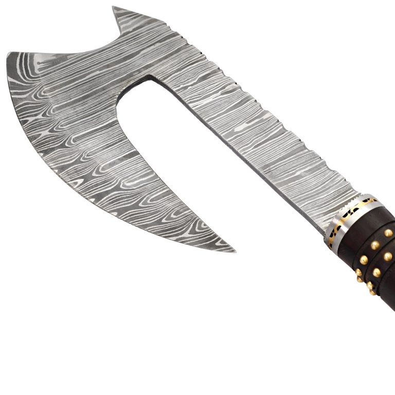 Damascus Steel Bearded Throwing Axe with Sheath