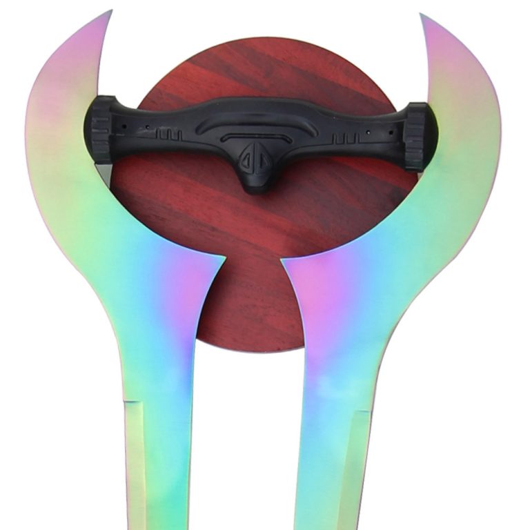 Forked Titanium-Colored Metal Sword