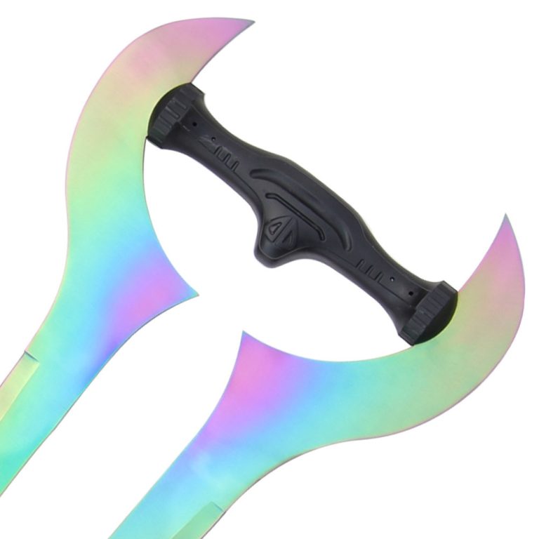Forked Titanium-Colored Metal Sword